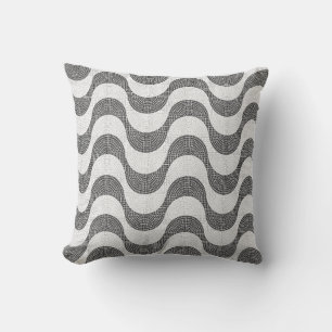 Portuguese cobblestone black and white waves throw pillow