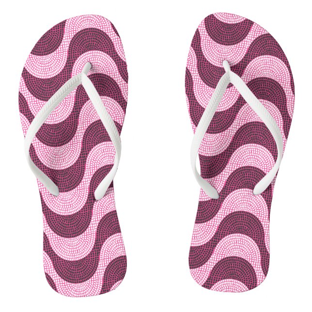 Portuguese cobblestone waves in modern pink flip flops (Footbed)
