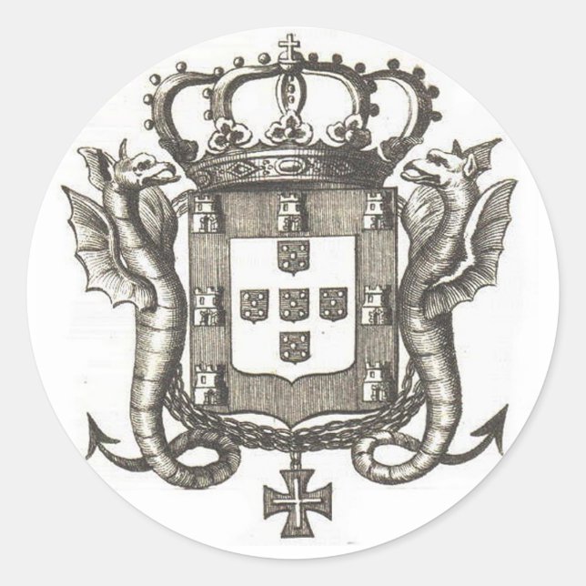Portuguese crest classic round sticker (Front)