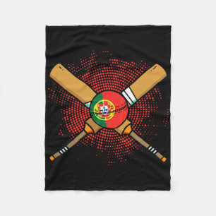 Portuguese Cricket Racket And Ll Flag Of Portugal Fleece Blanket