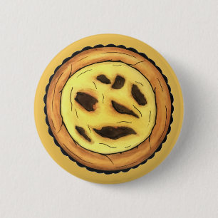 Portuguese Custard Egg Tart Pastel Pastéis de Nata 2 Inch Round Button