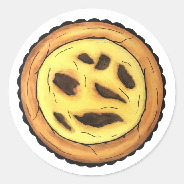 Portuguese Custard Egg Tart Pastel Pastéis de Nata Classic Round Sticker (Front)