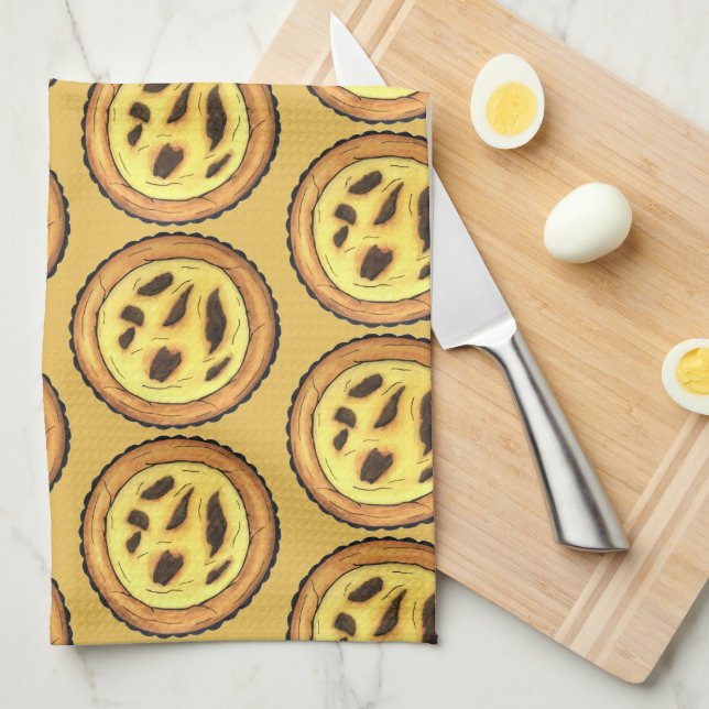Portuguese Custard Egg Tart Pastel Pastéis de Nata Kitchen Towel (Quarter Fold)