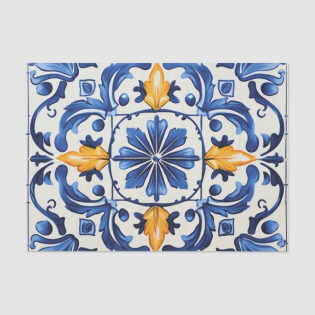 Portuguese cute tile pattern decoupage  tissue paper (Front)