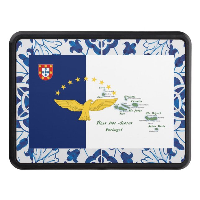 Portuguese designs Azores flag  Trailer Hitch Cover (Front)