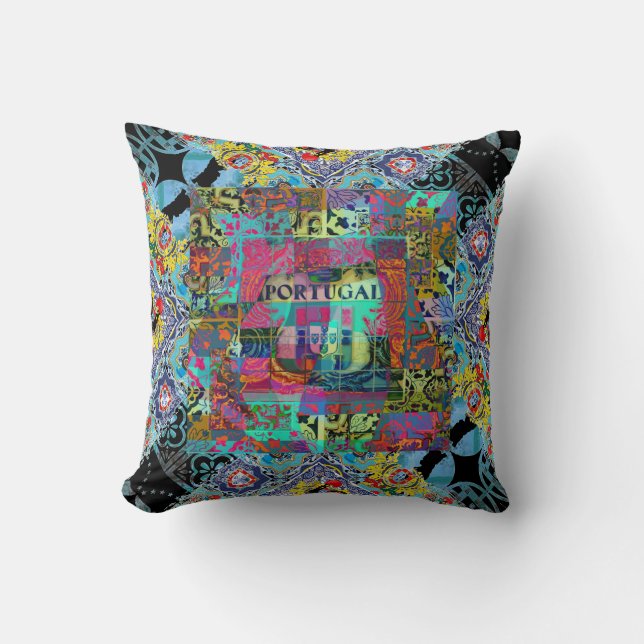 Portuguese designs throw pillow (Front)