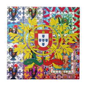 Portuguese designs Tote Throw Pillow Tile