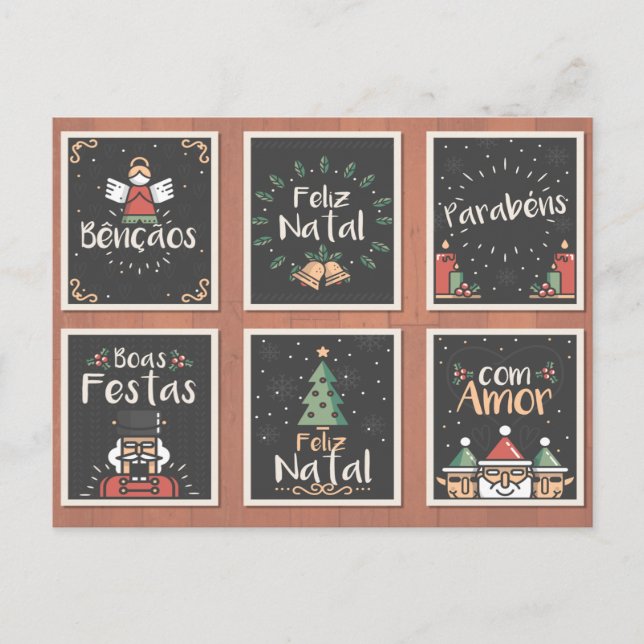 PORTUGUESE FELIZ NATAL CHRISTMAS CARD SET (Front)