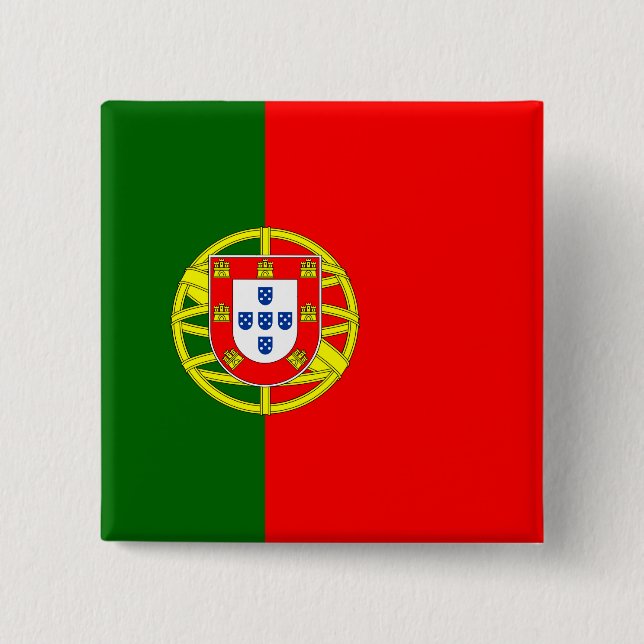 Portuguese Flag 2 Inch Square Button (Front)
