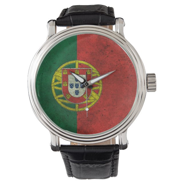 Portuguese Flag Aged Steel Effect Watch (Front)