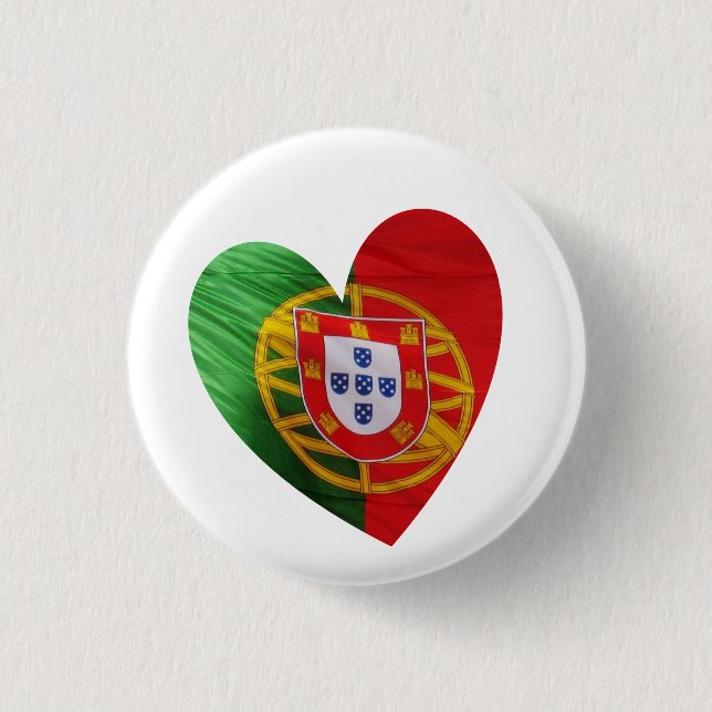Portuguese: flag & heart 1 inch round button (Front)