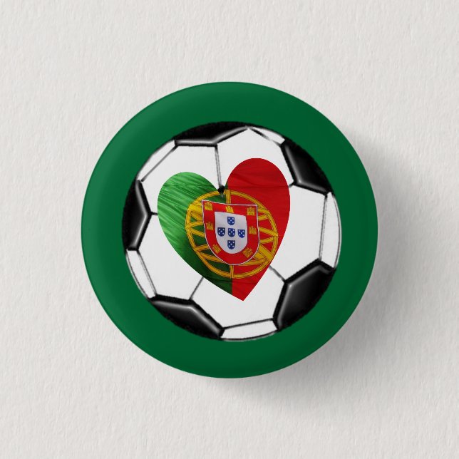 Portuguese: flag & heart 1 inch round button (Front)