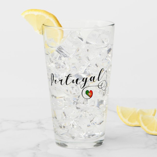 Portuguese Flag Heart Design, Portugal Glass (Front Ice)