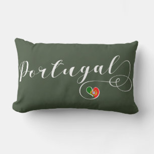 Portuguese Flag Heart, Portugal Lumbar Pillow