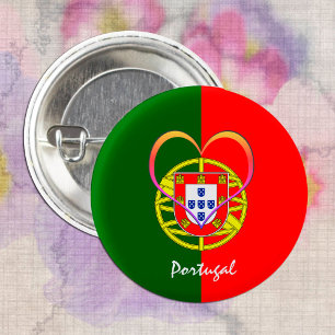 Portuguese flag & Heart - Portugal /sports fans 1 Inch Round Button