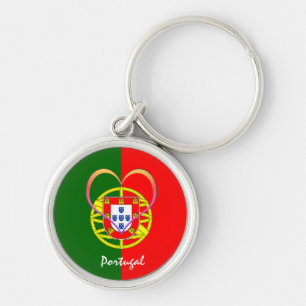 Portuguese flag & Heart - Portugal /sports fans Keychain