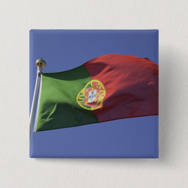 Portuguese Flag RF) 2 Inch Square Button (Front)