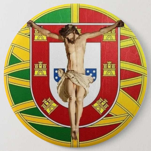 Portuguese folk art  6 inch round button (Front)
