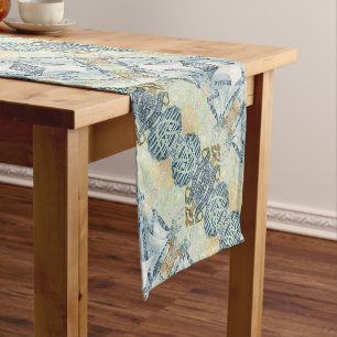 Portuguese folk art design short table runner