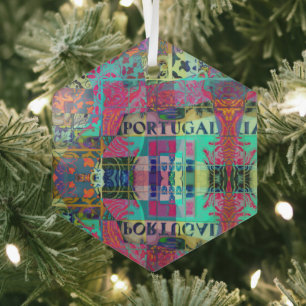 Portuguese folk art glass ornament