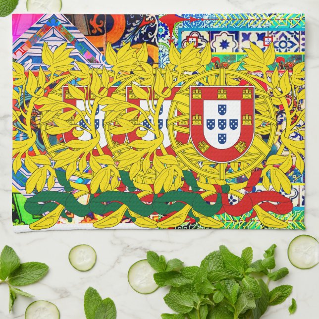 Portuguese folk art  kitchen towel (Folded)