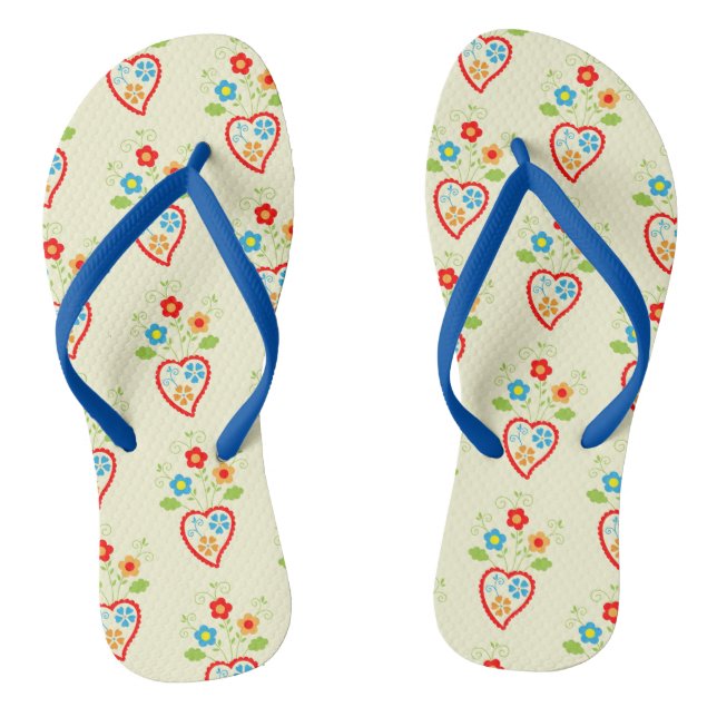 Portuguese folk heart pattern flip flops (Footbed)