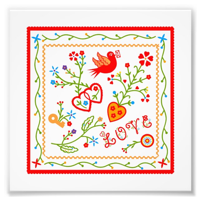 Portuguese folk lovers handkerchiefs pattern photo print (Front)