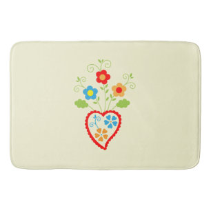 Portuguese folk romantic heart bath mat