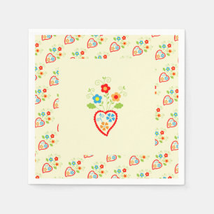 Portuguese folk romantic heart napkin