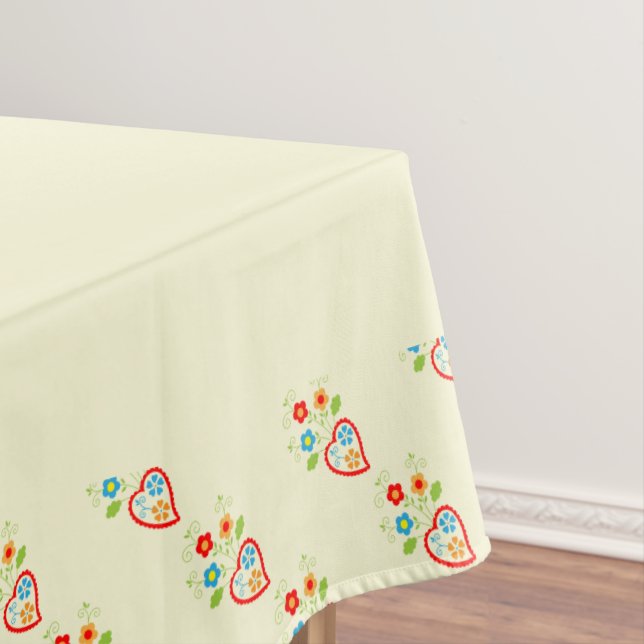 Portuguese folk romantic heart pattern tablecloth (In Situ)