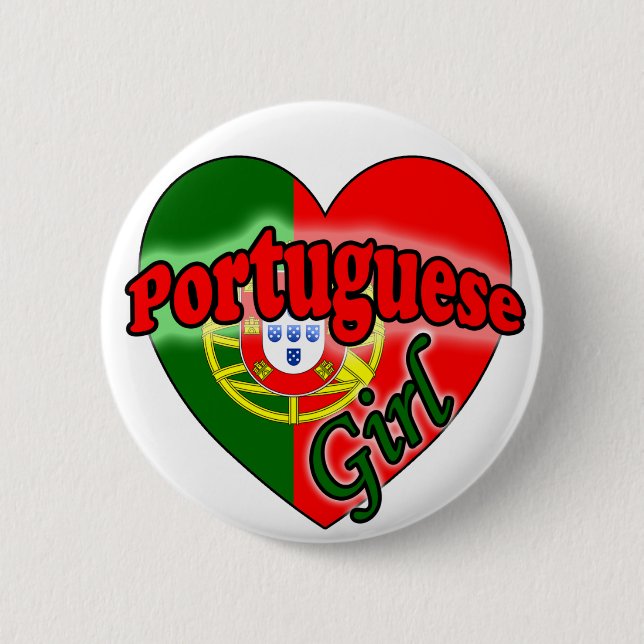 Portuguese Girl 2 Inch Round Button (Front)