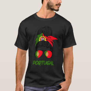 Portuguese Girl Messy Bun Portugal Woman Pride Pat T-Shirt