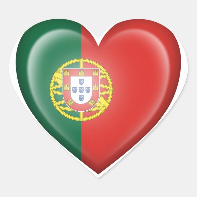 Portuguese Heart Flag on White Sticker (Front)