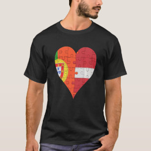 Portuguese Latvian Flag Heart T-Shirt