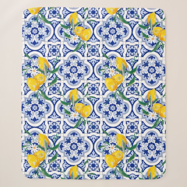 Portuguese,lemons,fruits,summer art        sherpa blanket (Front)