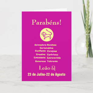 Portuguese: Lion 's Birthday- Parabens Leona! Card