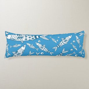 Portuguese Lisbon Sardines Pattern Azulejos Blue Body Pillow