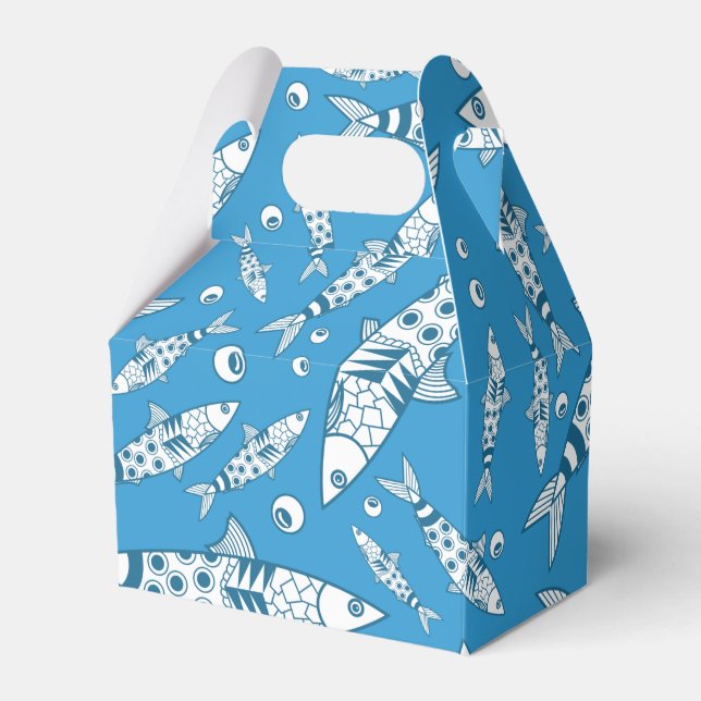Portuguese Lisbon Sardines Pattern Azulejos Blue Favor Box (Front Side)