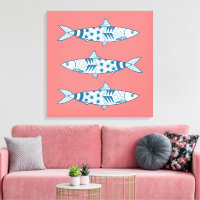 Portuguese Lisbon Sardines Pattern Azulejos Pink
