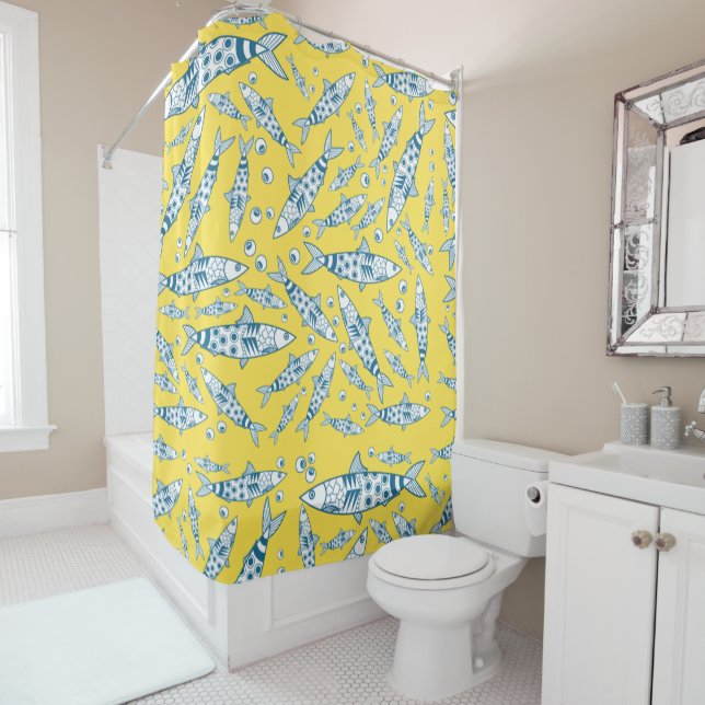 Portuguese Lisbon Sardines Pattern Azulejos Yellow (In Situ)