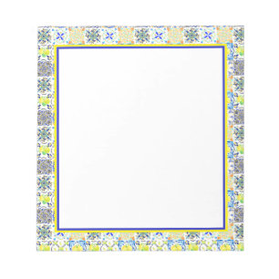 Portuguese Majolica Azulejo Mediterranean Lemon  Notepad