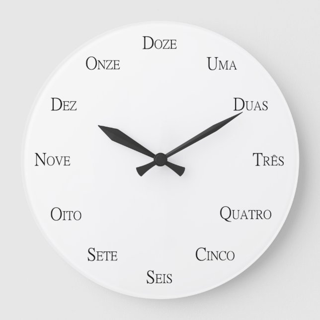 Portuguese Numbers Learning Customizable Language Large Clock (Front)