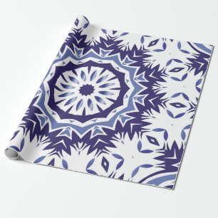 Portuguese ornamental azulejo ceramic. Minimal des Wrapping Paper