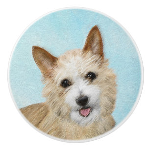 Portuguese Podengo Pequeno Painting - Original Art Ceramic Knob