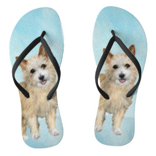 Portuguese Podengo Pequeno Painting - Original Art Flip Flops
