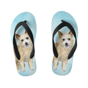 Portuguese Podengo Pequeno Painting - Original Art Kid's Flip Flops