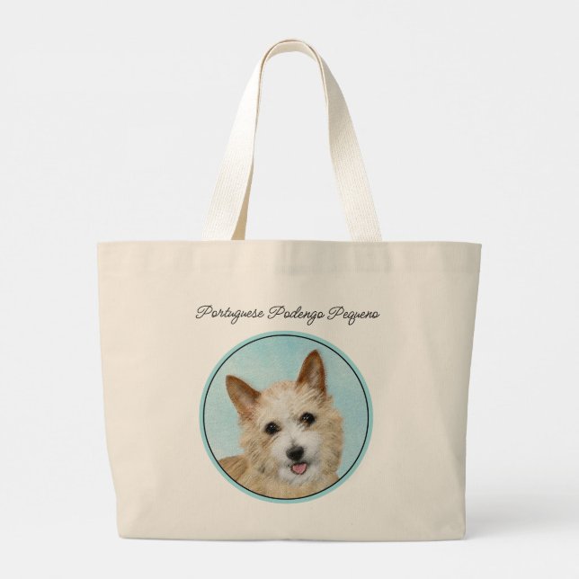 Portuguese Podengo Pequeno Painting Original Art Large Tote Bag (Back)