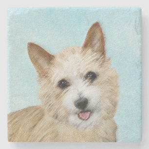 Portuguese Podengo Pequeno Painting - Original Art Stone Coaster