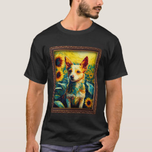 Portuguese Podengo Pequeno Painting Sunflower Flow T-Shirt