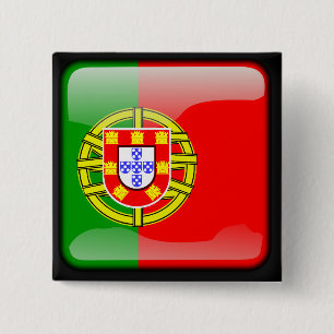 Portuguese polished flag 2 inch square button